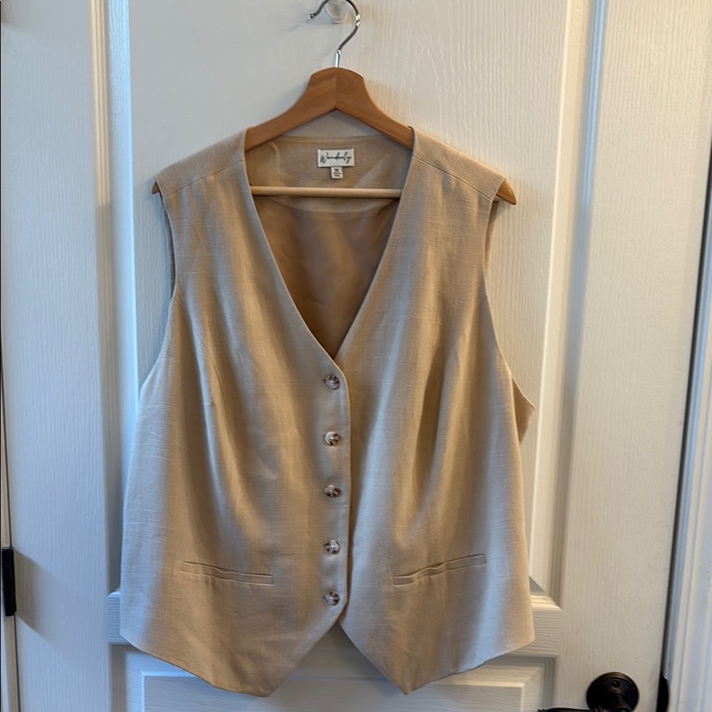 Wonderly Beige Button-Down Vest